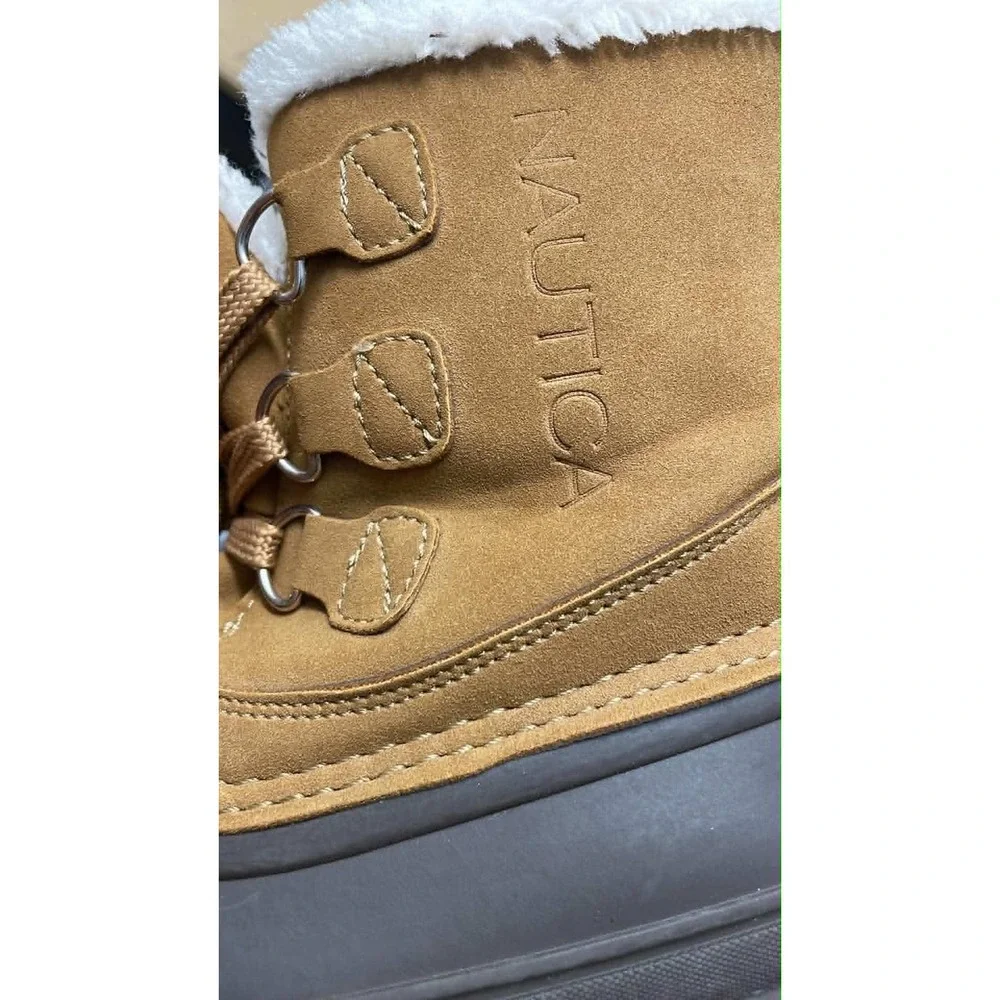 Nautica Jayce Youth Duck Boots Size 2 Tan Brown Faux Fur Lined Winter Snow